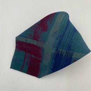 Karl Lagerfeld Red and Green Silk Tie with Geometric Design Vintage